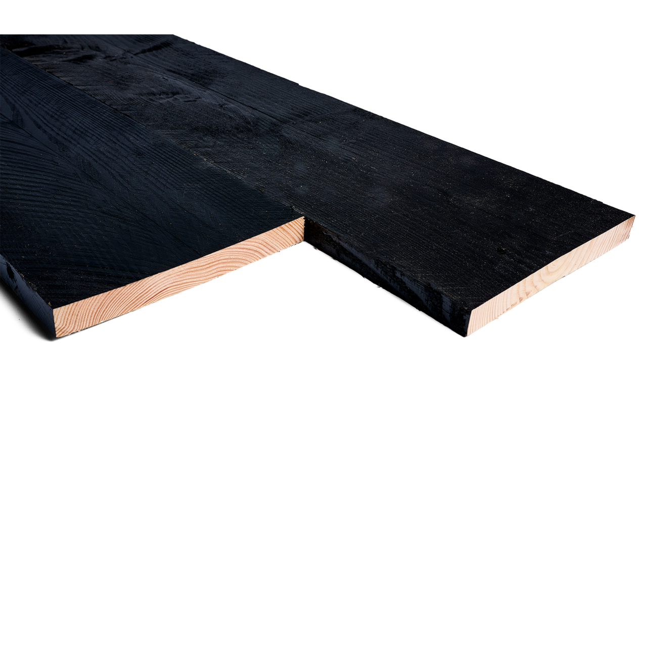 Douglas plank 2,7x25cm fijnbezaagd zwart 4m