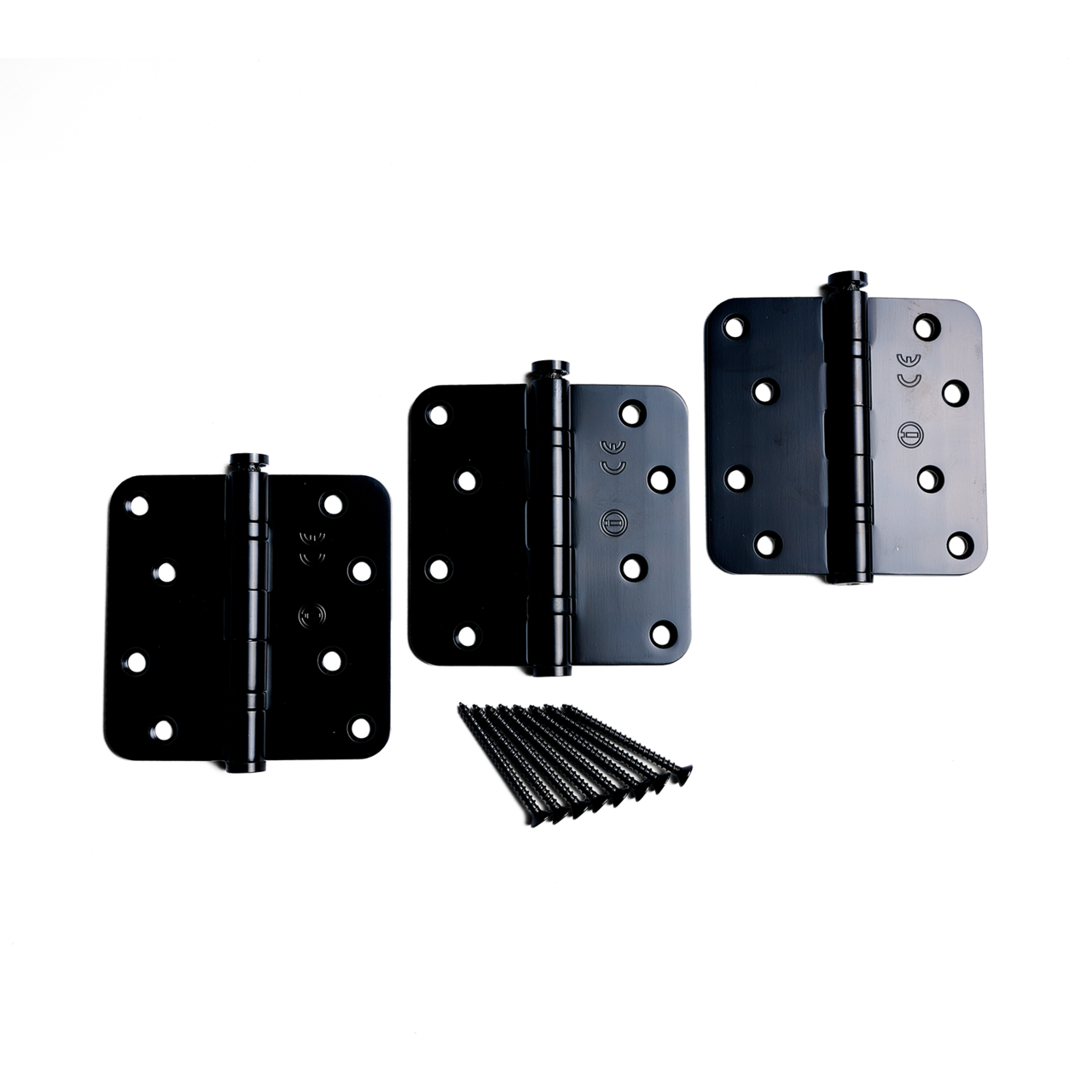 RVS kogelscharnier 8,9x8,9cm zwart gepoedercoat (3 stuks)