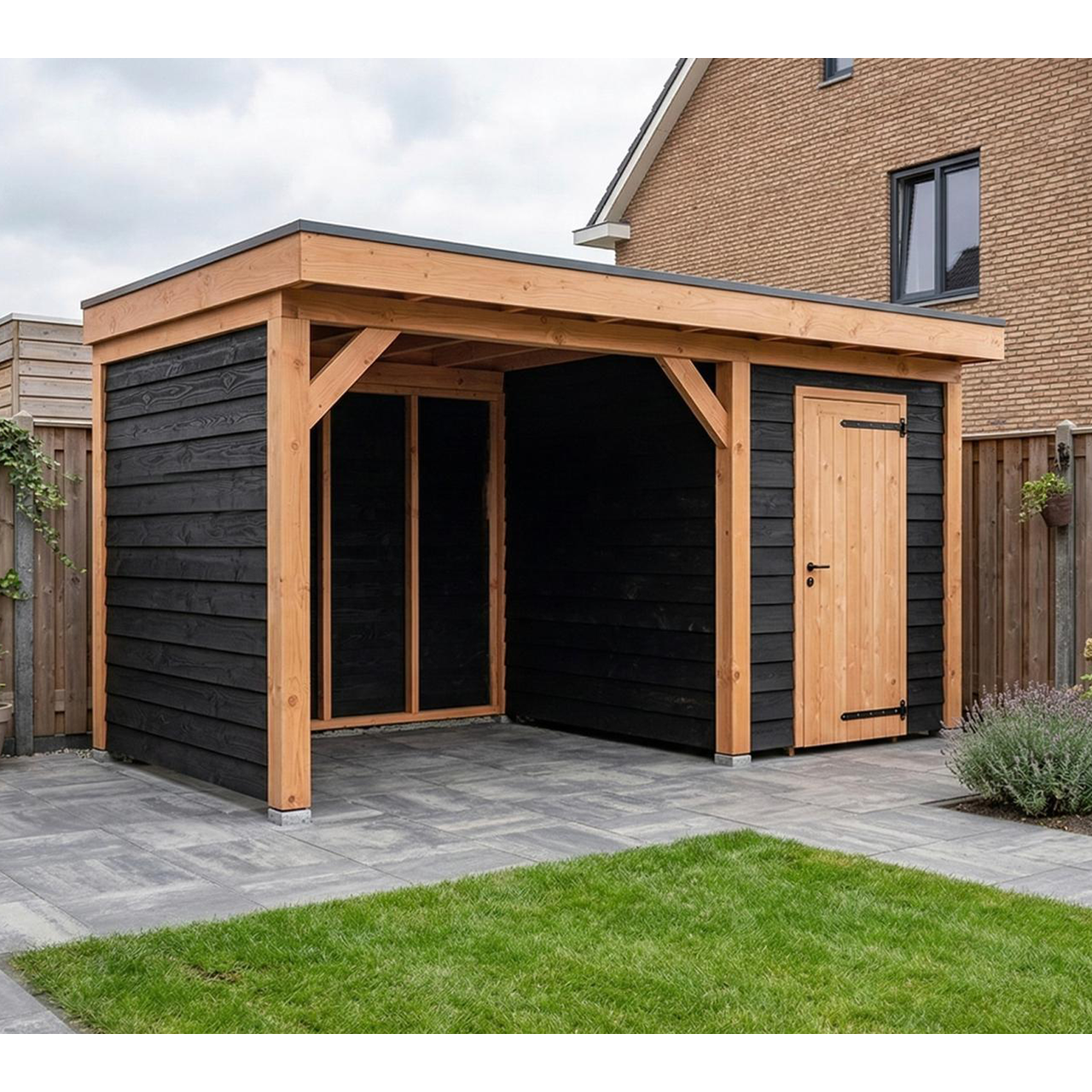 Douglas Overkapping Klassiek 3x5m. | Type 22 met schuur