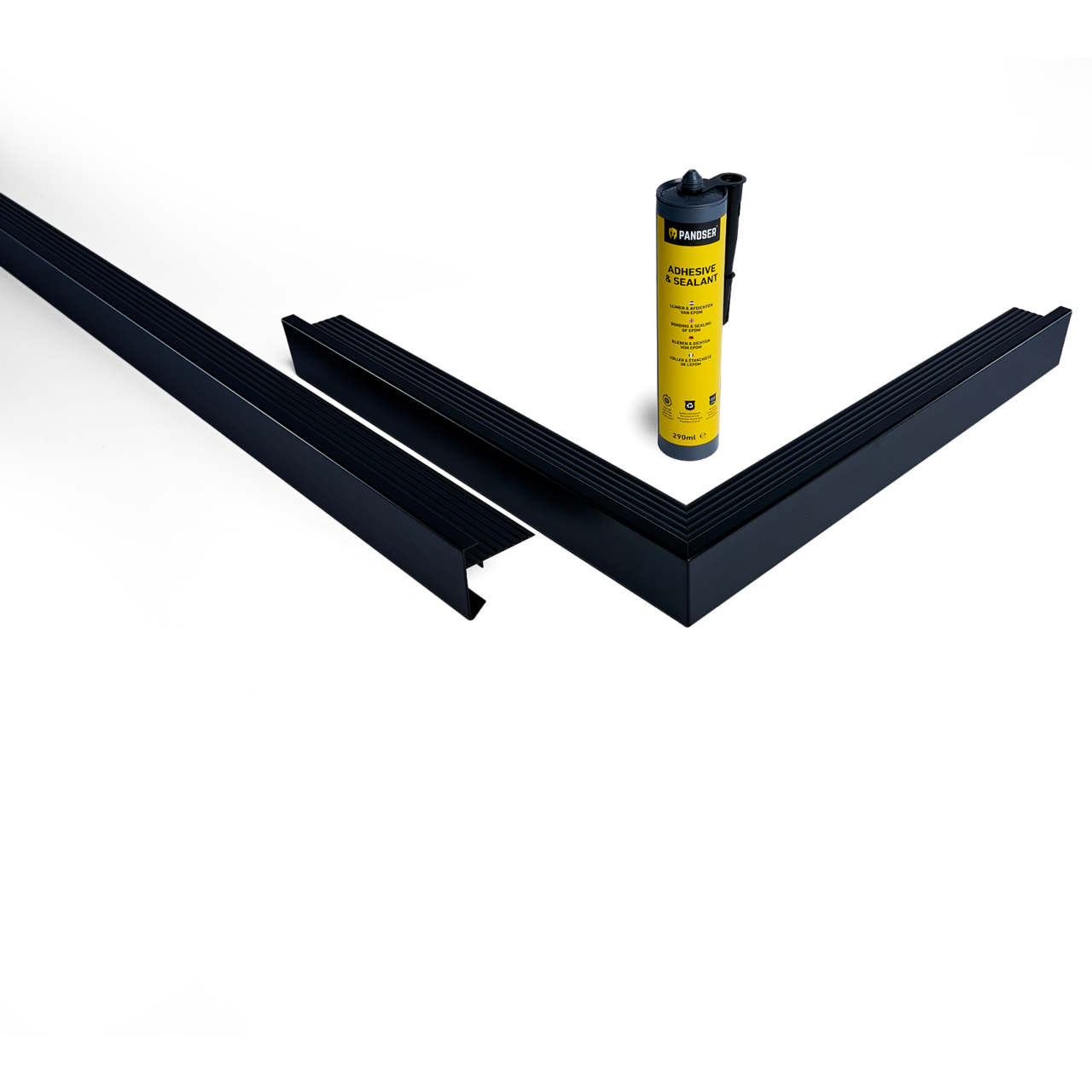 Daktrimpakket 45x45mm alu. zwart 300x300cm