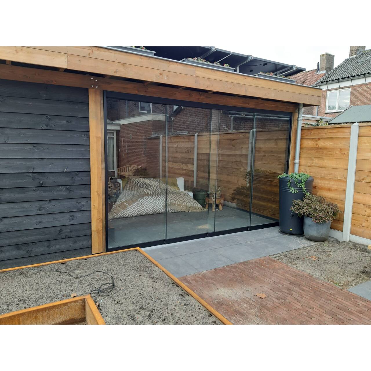 Glazen schuifwand 4 sporen (max. breedte 406 cm)