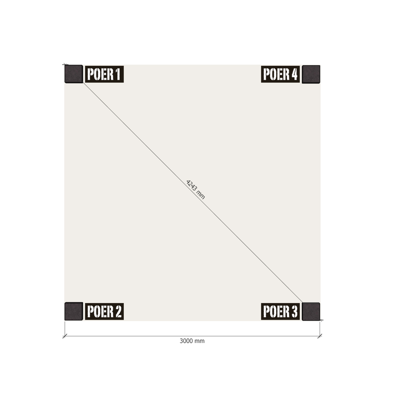 Douglas Overkapping Strak 3x3m. | Type 12