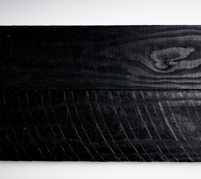Douglas plank 2,2x15cm fijnbezaagd zwart 2m 05