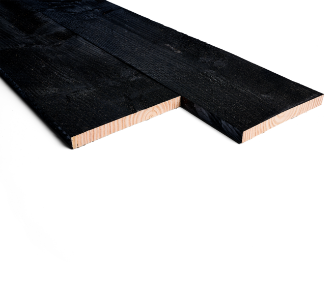 Douglas plank 2,2x20cm fijnbezaagd zwart 2m 01
