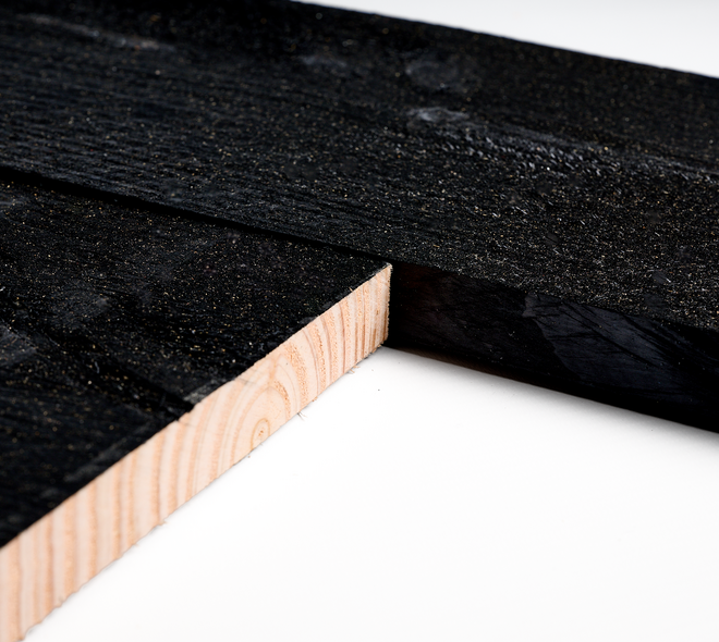 Douglas plank 2,2x20cm fijnbezaagd zwart 2m 03