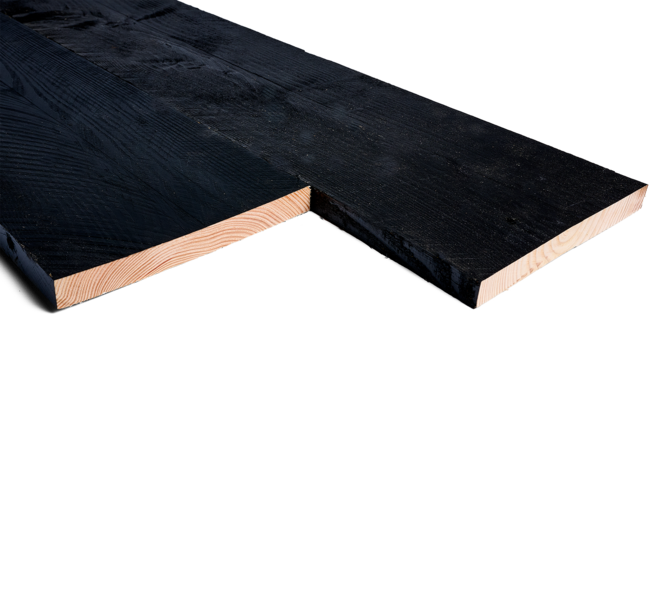 Douglas plank 2,7x25cm fijnbezaagd zwart 4m 01