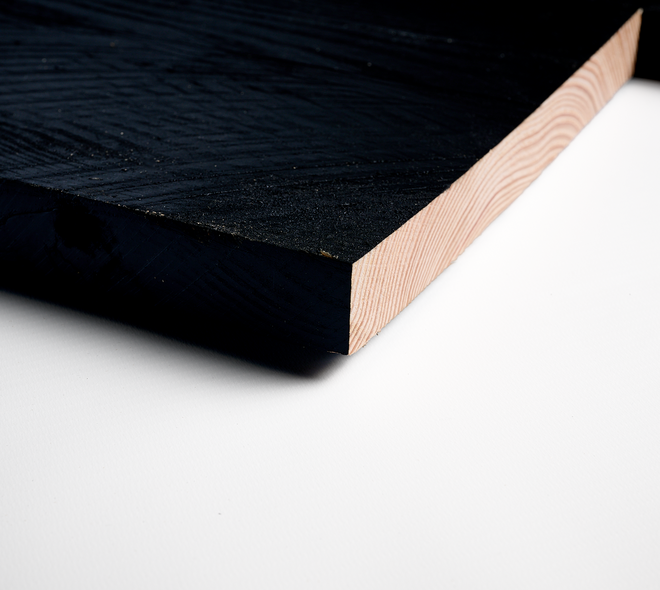 Douglas plank 2,7x25cm fijnbezaagd zwart 4m 03