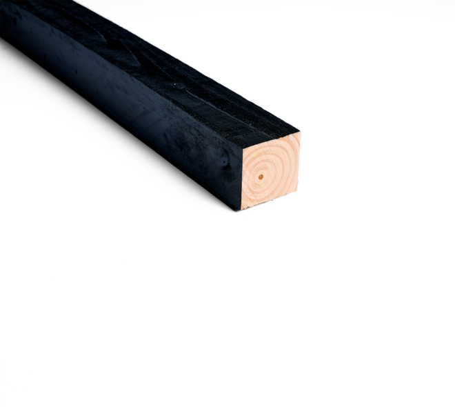 Douglas regel 5x5cm fijnbezaagd zwart 4m 01