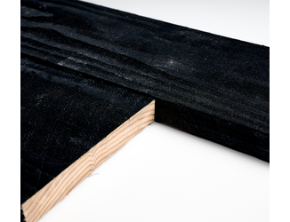 Douglas plank 2,2x15cm fijnbezaagd zwart 2m 03